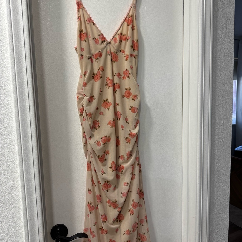 Rouje Peach Floral Maxi Dress- Linda